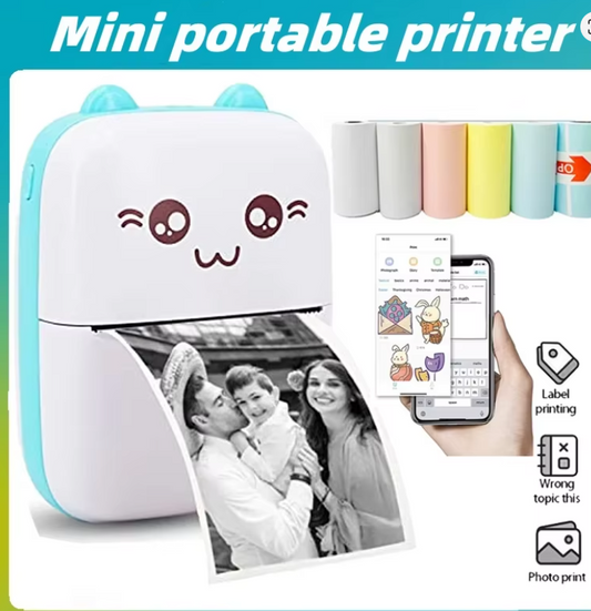 Portable thermal printer mini cat print photo pocket thermal label printer 58mm printing wireless Bluetooth Android iOS printers