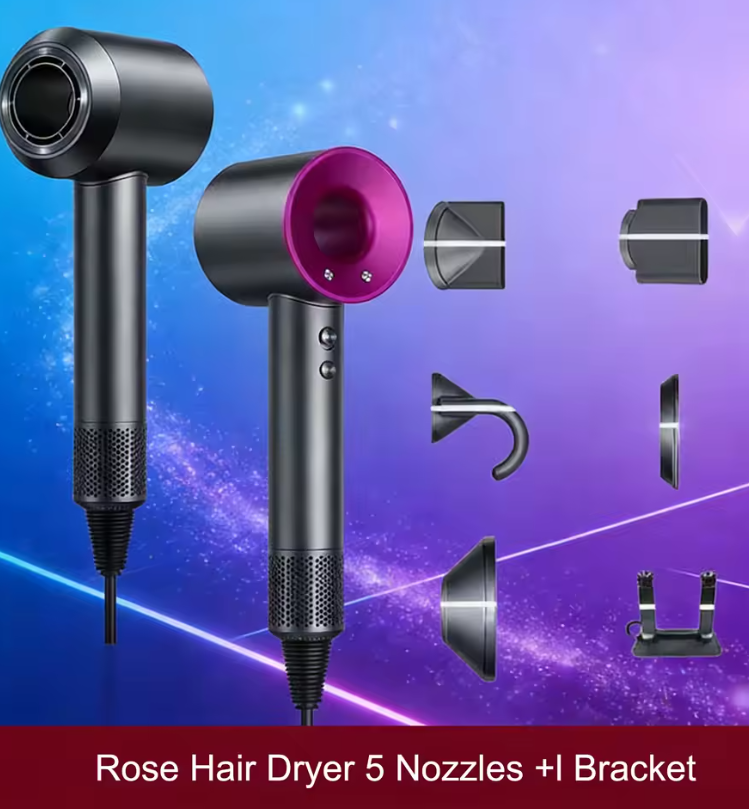 5 in 1 Professional Hair Dryer, with Hot and Cold Air Functionality - Lightweight and Thermostatic Styling Tool for Smooth Hair