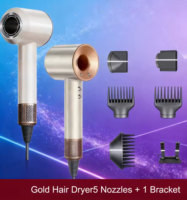 5 in 1 Professional Hair Dryer, with Hot and Cold Air Functionality - Lightweight and Thermostatic Styling Tool for Smooth Hair