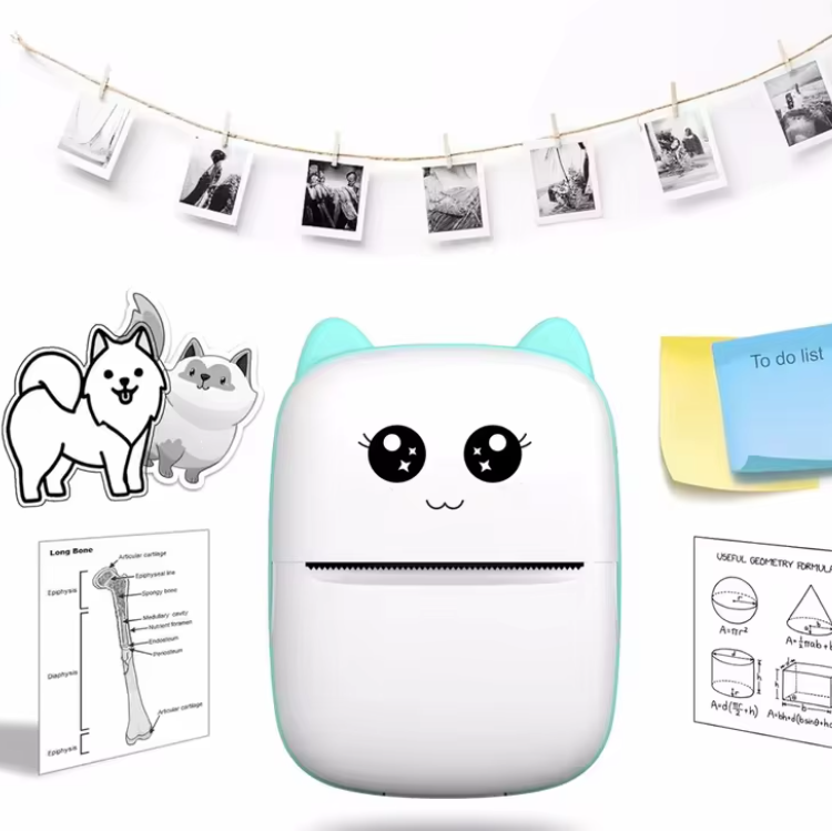 Portable thermal printer mini cat print photo pocket thermal label printer 58mm printing wireless Bluetooth Android iOS printers