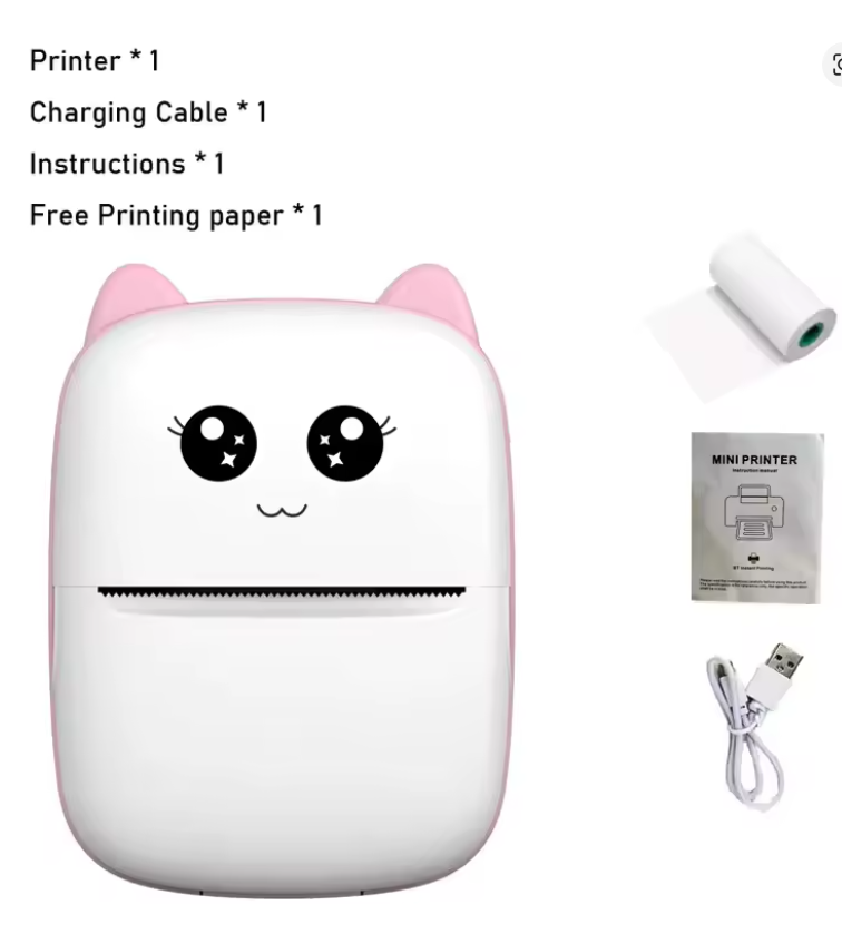 Portable thermal printer mini cat print photo pocket thermal label printer 58mm printing wireless Bluetooth Android iOS printers