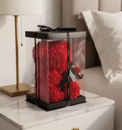 1pc 25cm Rose Bear with flower bouquet Artificial Foam Flowers Bear Romantic Creative Gifts For Valentines Day Anniversary Gift