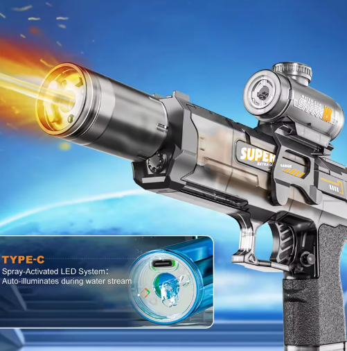 Electric Water Gun Light Up Automatic Squirt Long Range Water Gun Summer Outdoor Beach Pool Party For Adults And Kids Toy Gifts